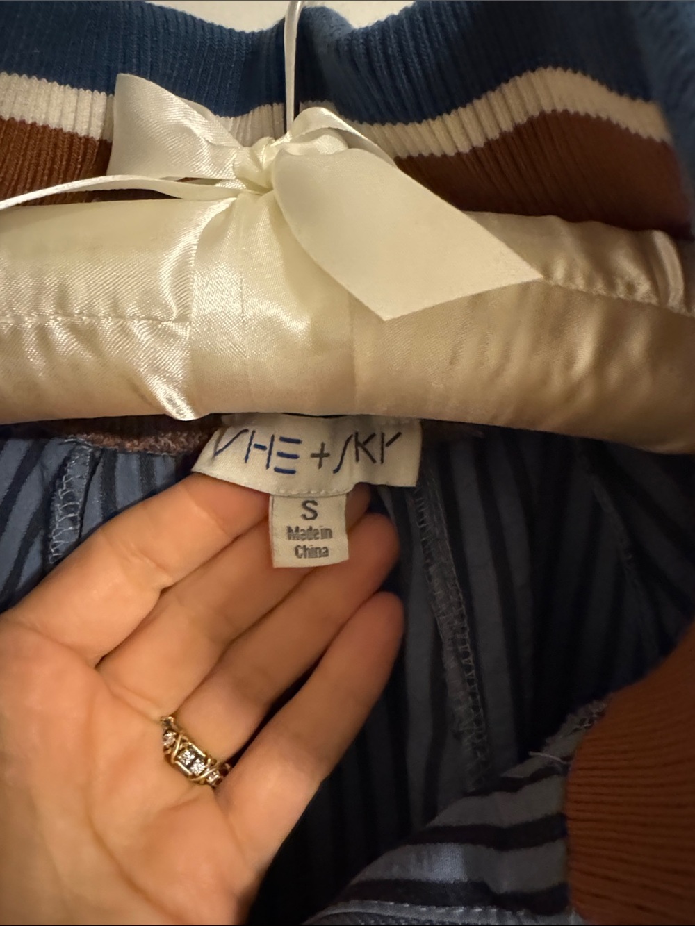 Blue Striped Half-Zip Shirt with Brown Trim - Picture 5 of 10
